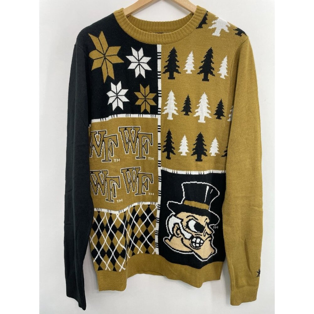 Wake Forest Demon Deacons Sweater Holiday Christmas Winter Ugly Black Gold Men L